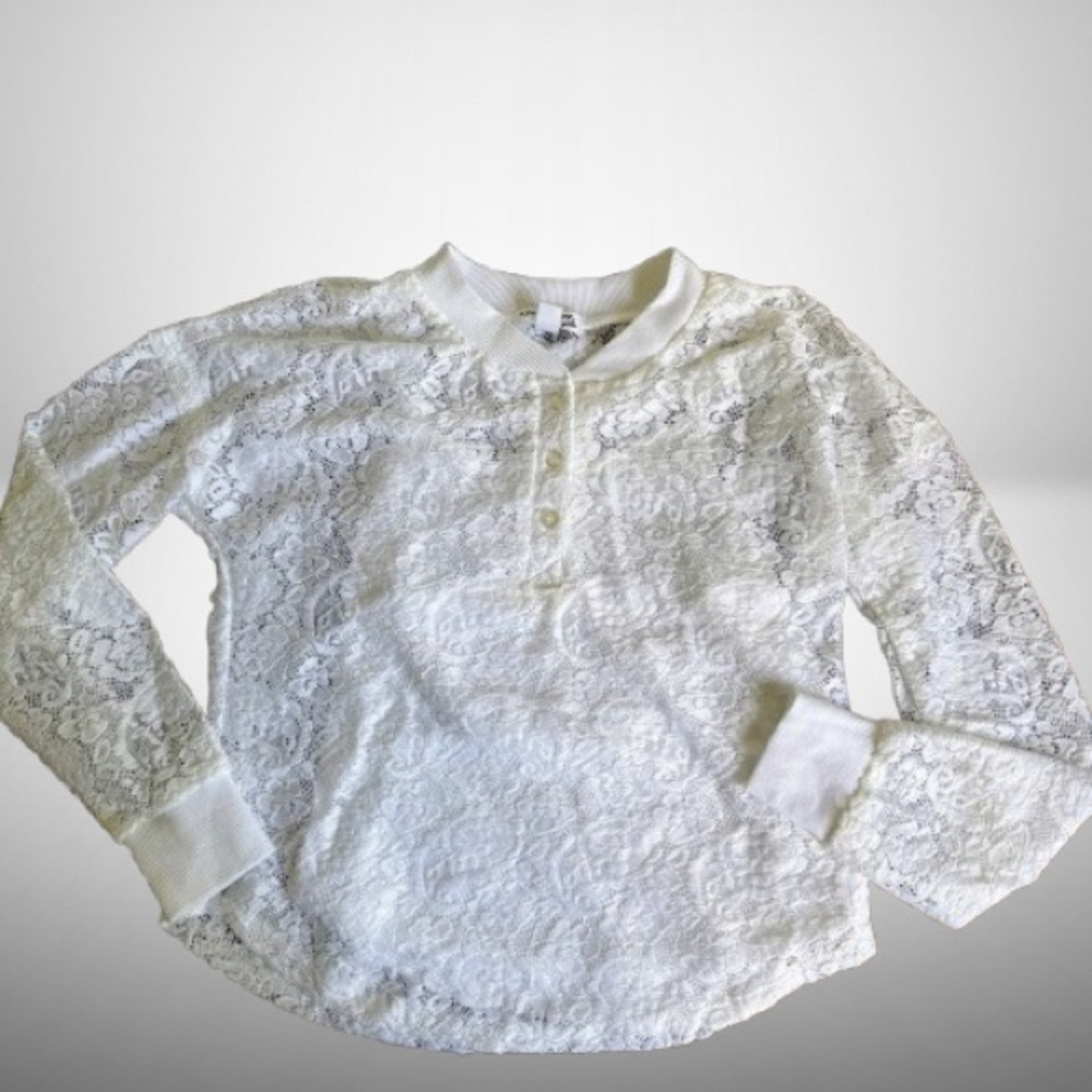 *NEW* Eyeshadow White Button Down Lace Shirt